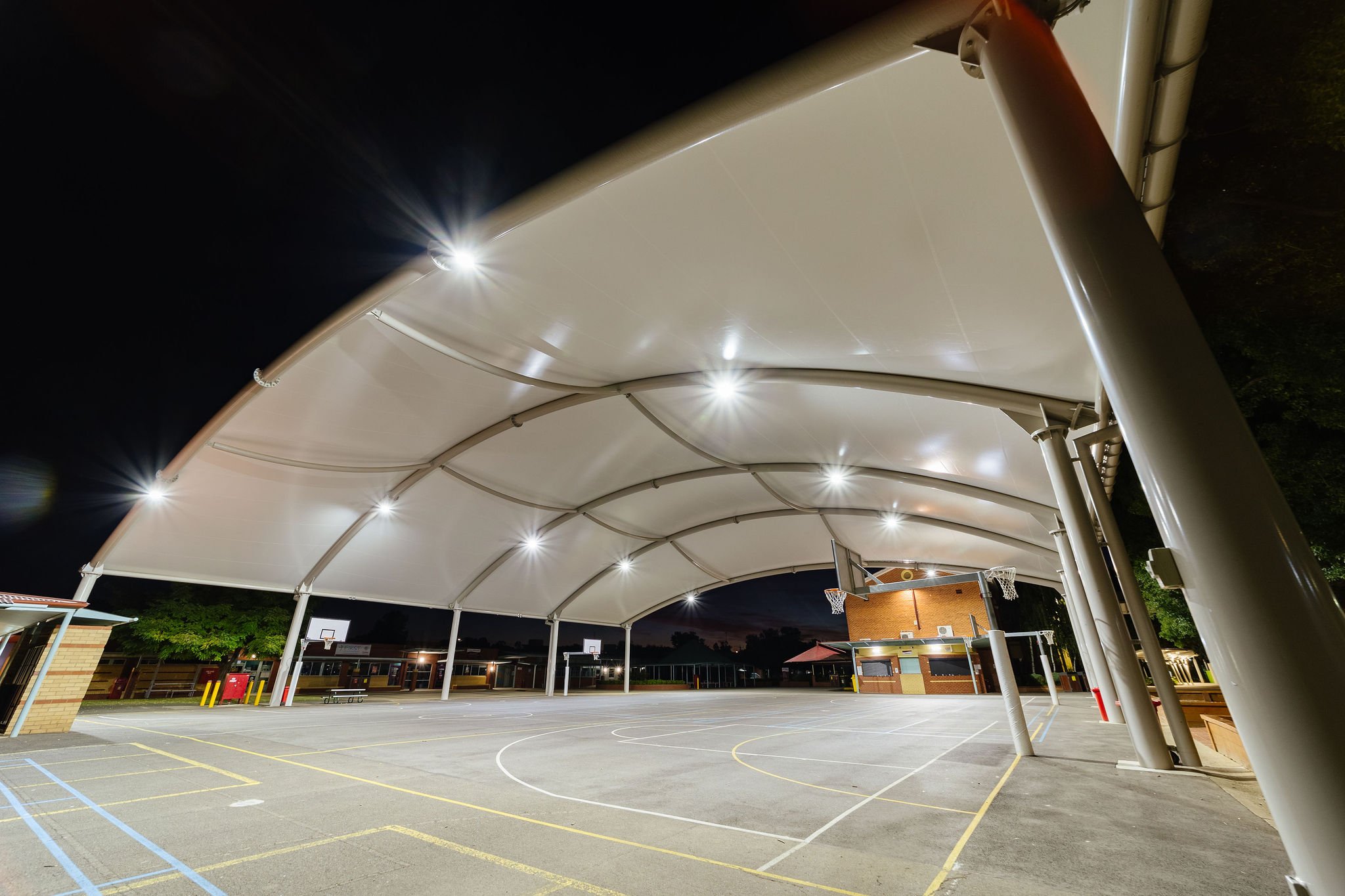 Covered basketball court