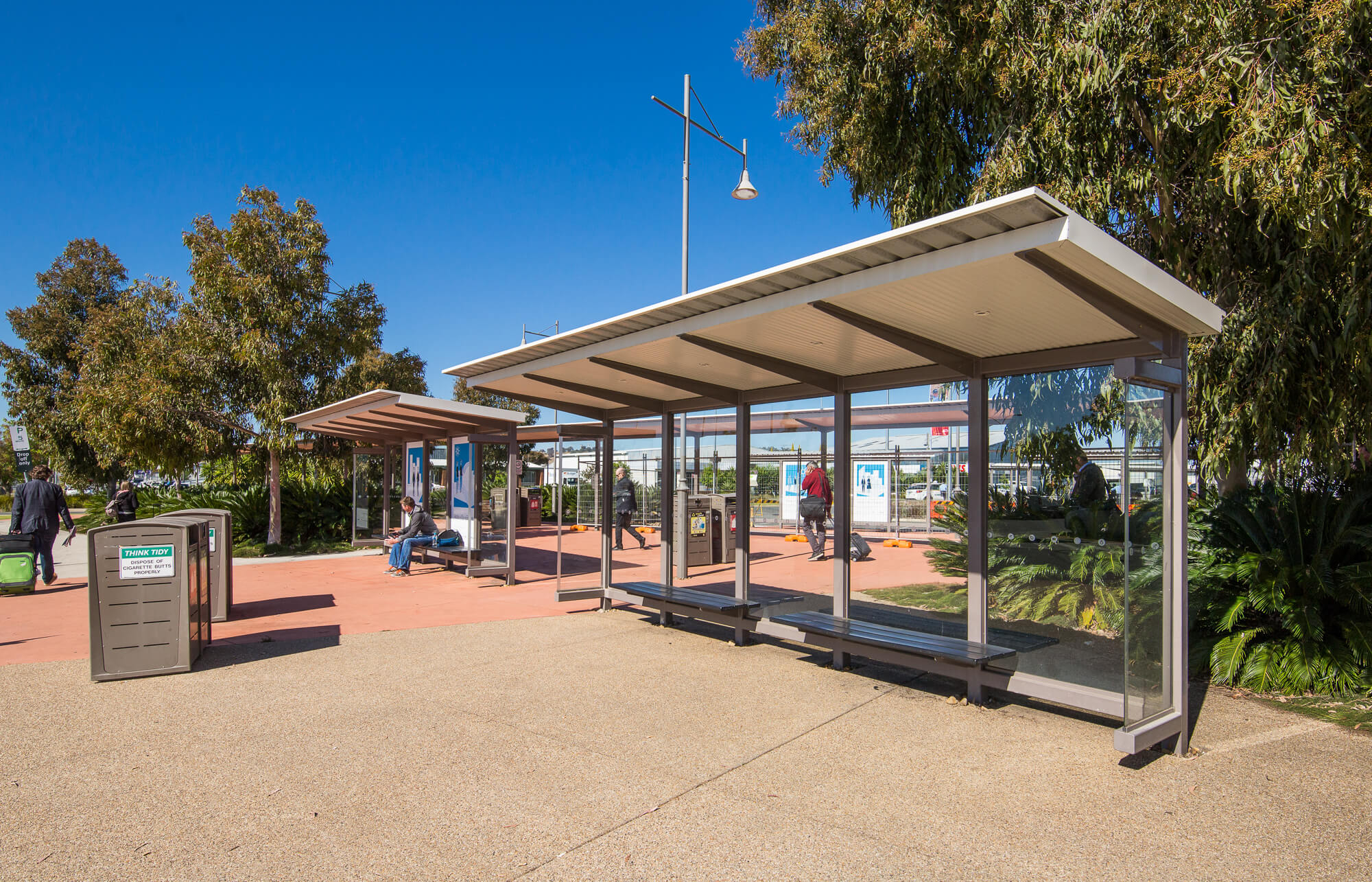Photo of the shaded seating areas at Albury Airport. 