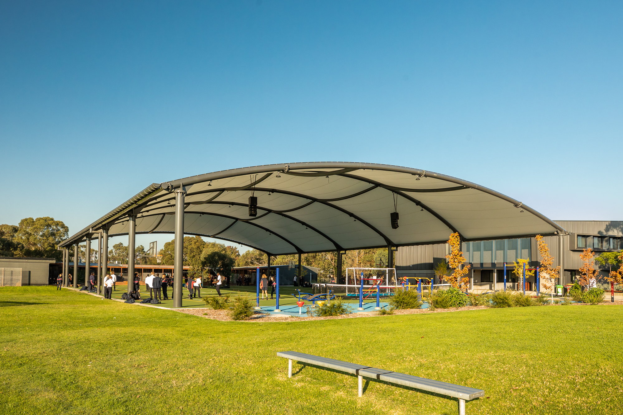 Photo of the covered sports courts at St Francis Xavier, Beaconsfield.