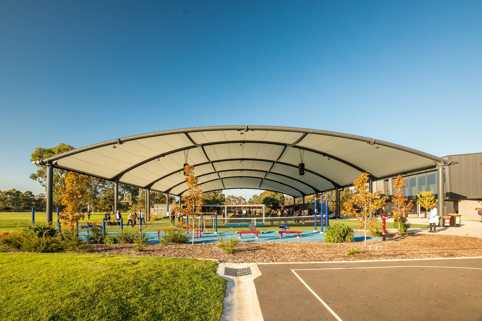 Photo of the covered sports courts at St Francis Xavier, Beaconsfield.