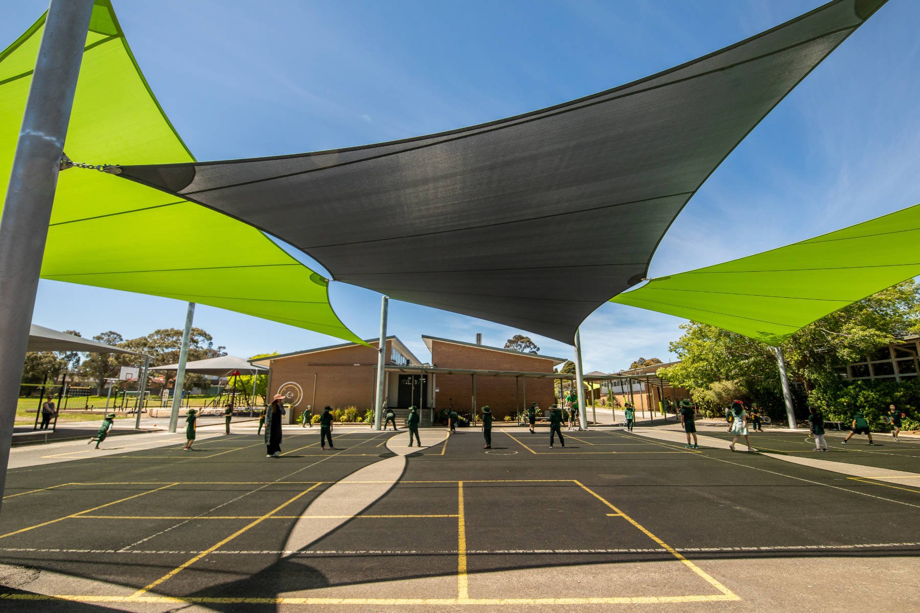 A permanent shade structure installed at Brandon Park