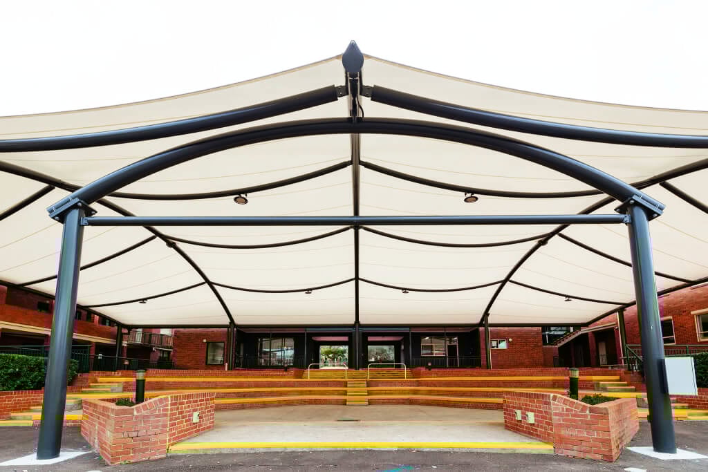 Covered outdoor learning area with solid footings
