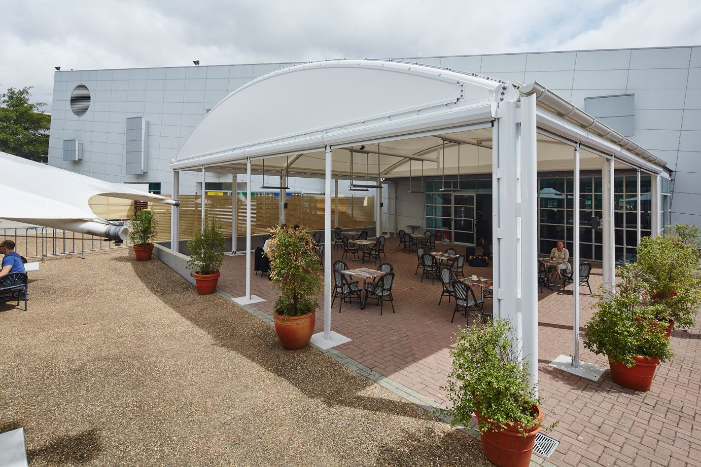Covered restaurant space built by a hospitality venue developer