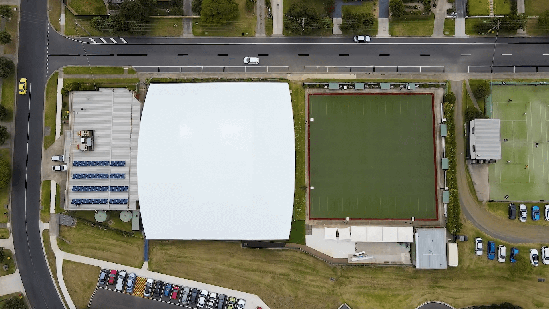 Birds eye view of the cover at Pakenham Bowling Club.