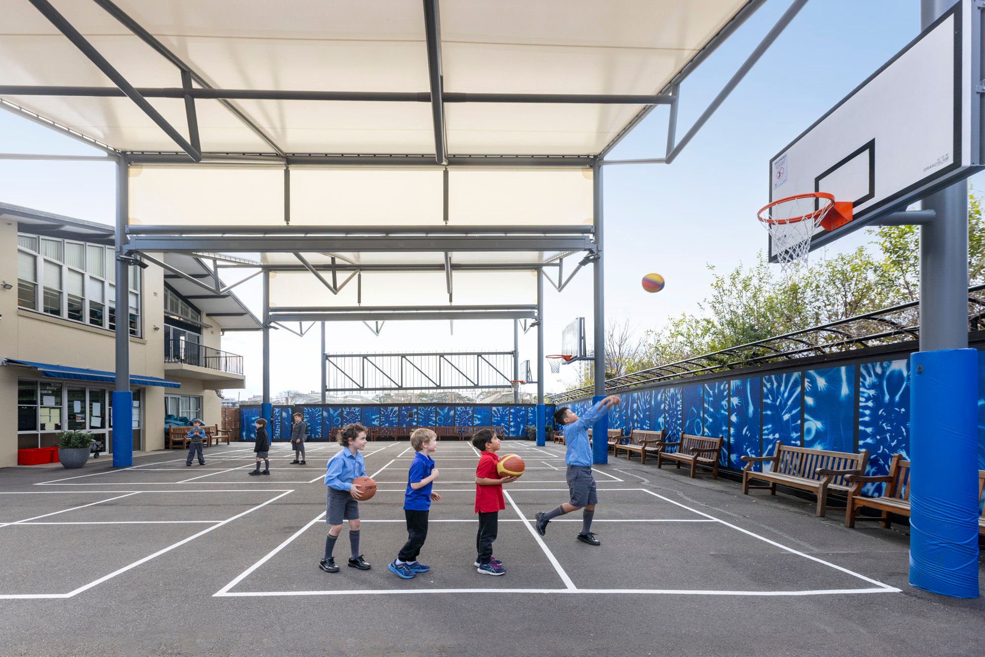 Kids playing basketball