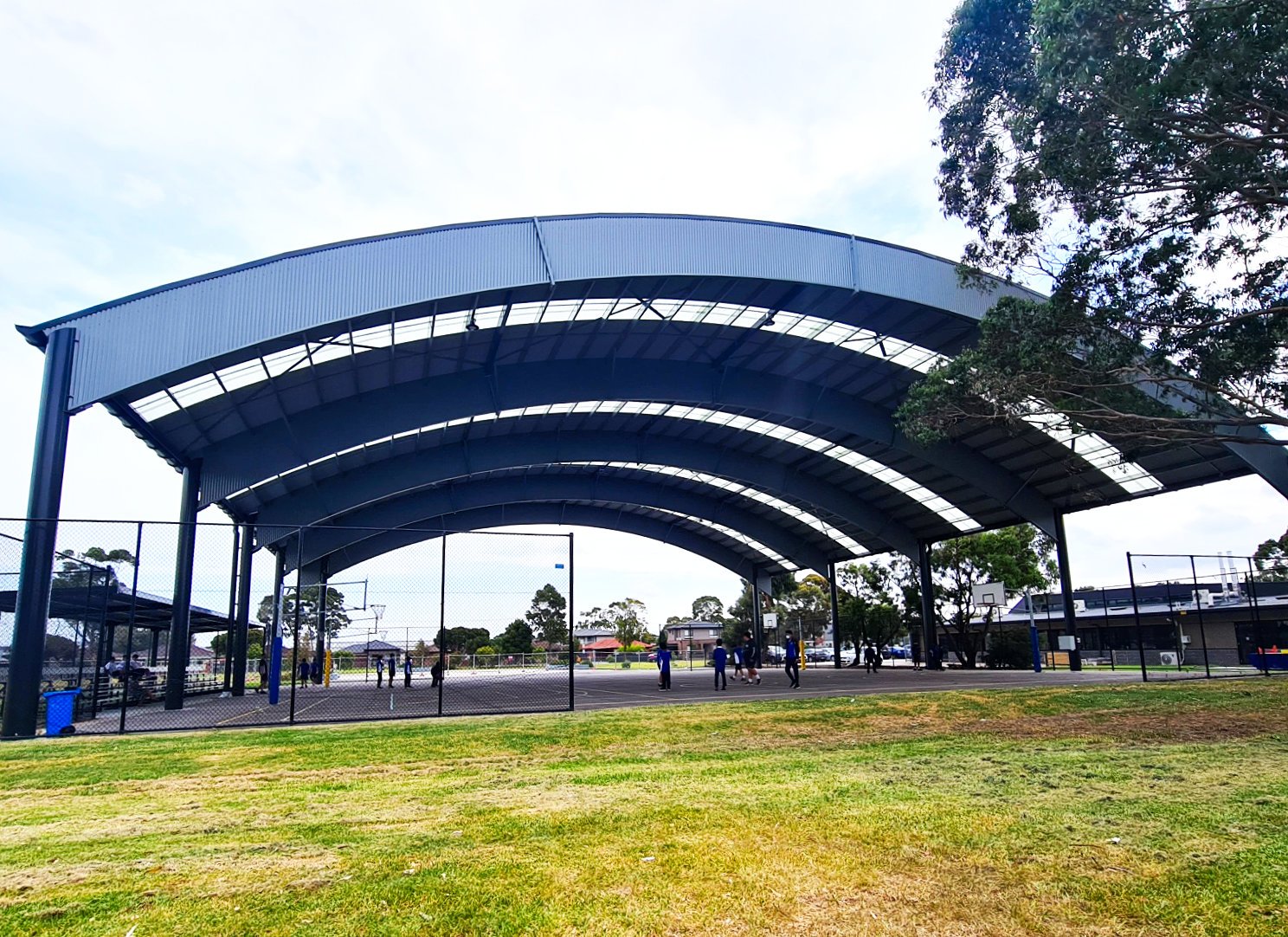 Large steelwork used in a shade structure