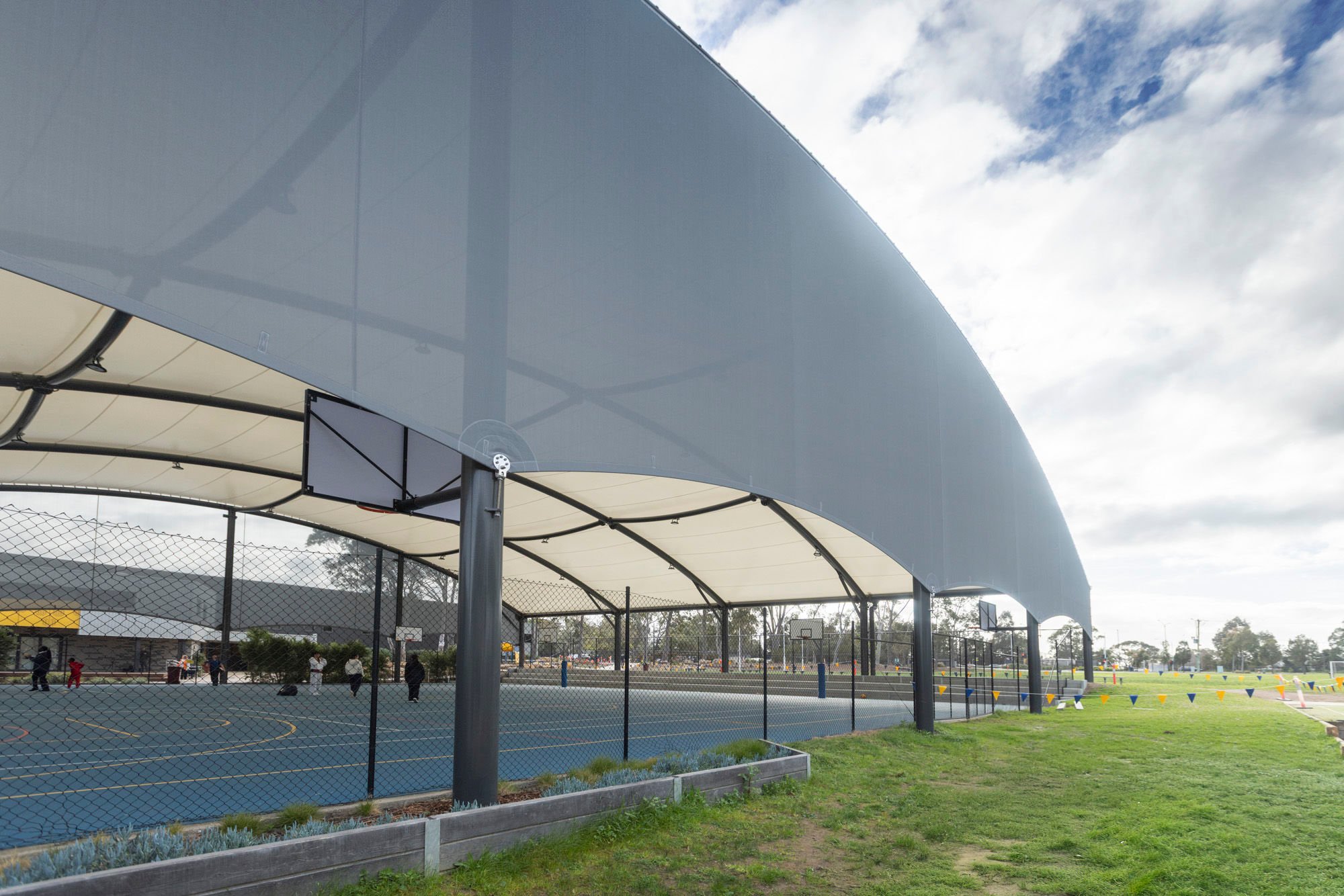 Covered outdoor basketball court