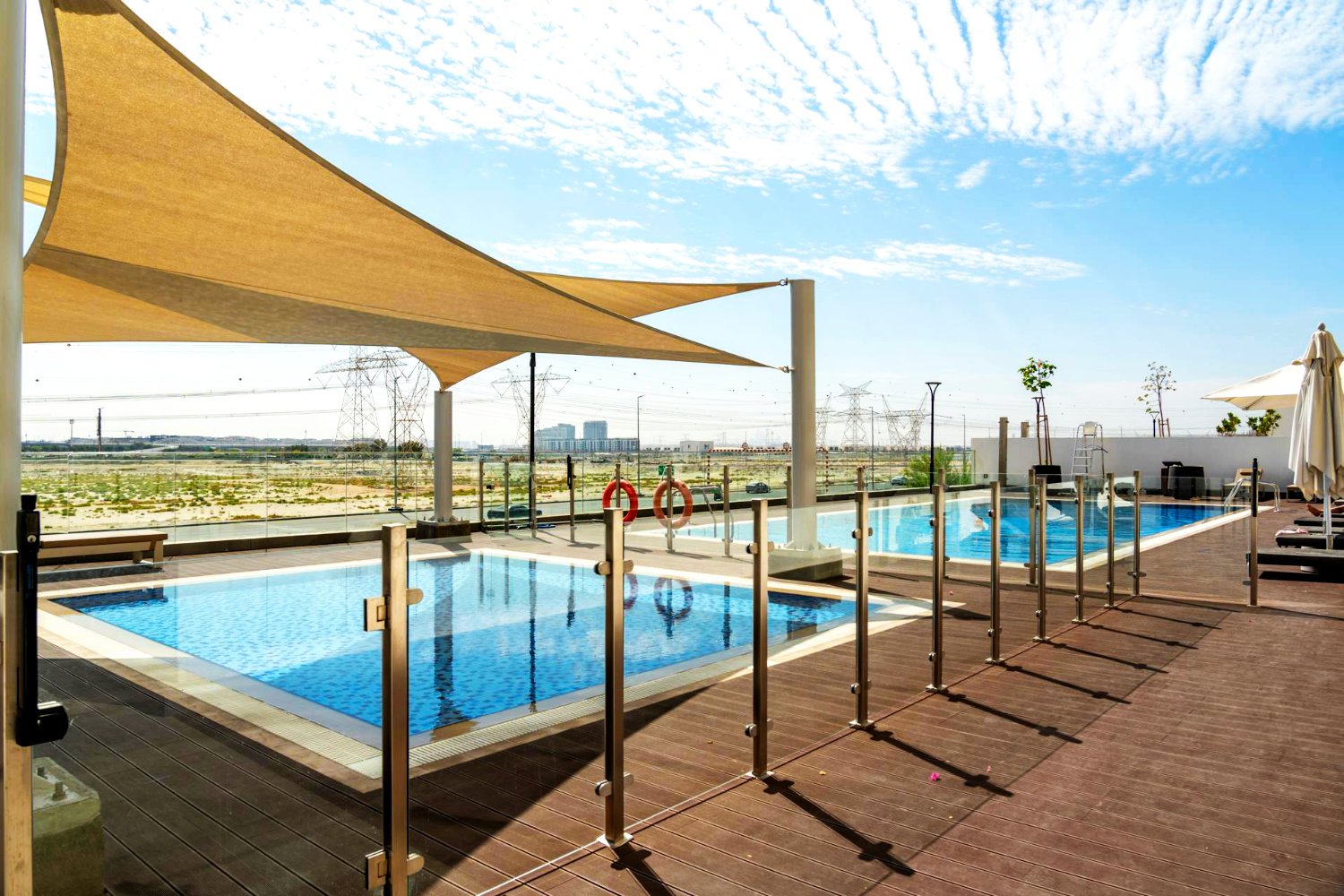 Poolside shade sails