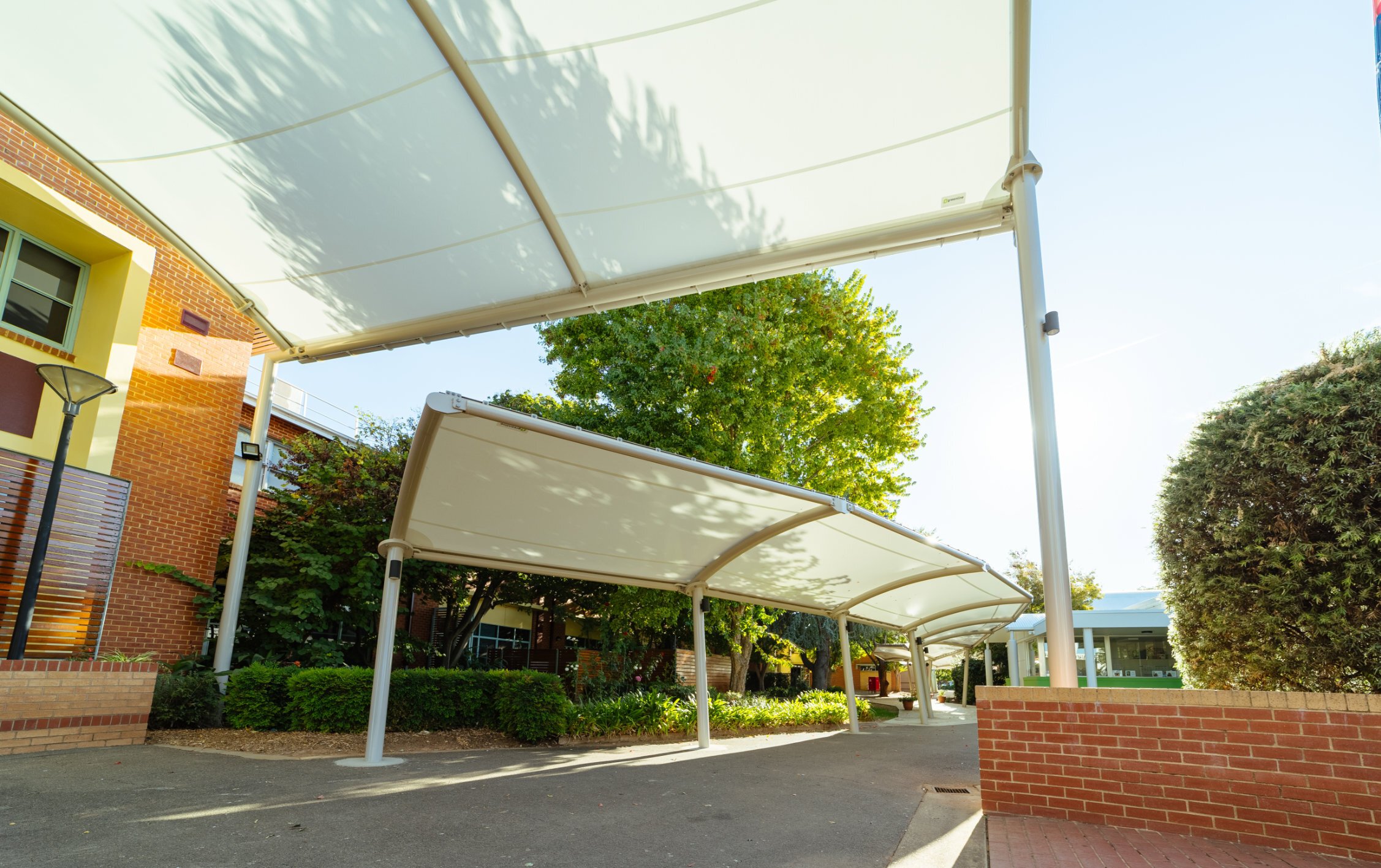 Shade structures installed in a school